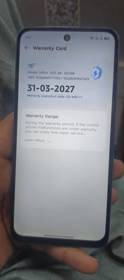 Infinix hot 60i 6 months warranty