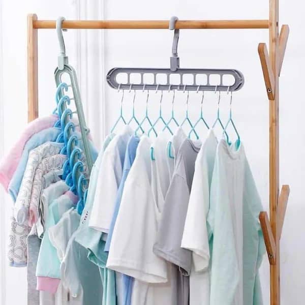 9 Hole Hanger Multifunction Magic Clothes Hanger Organizer 360 Rotate Folding Hangers