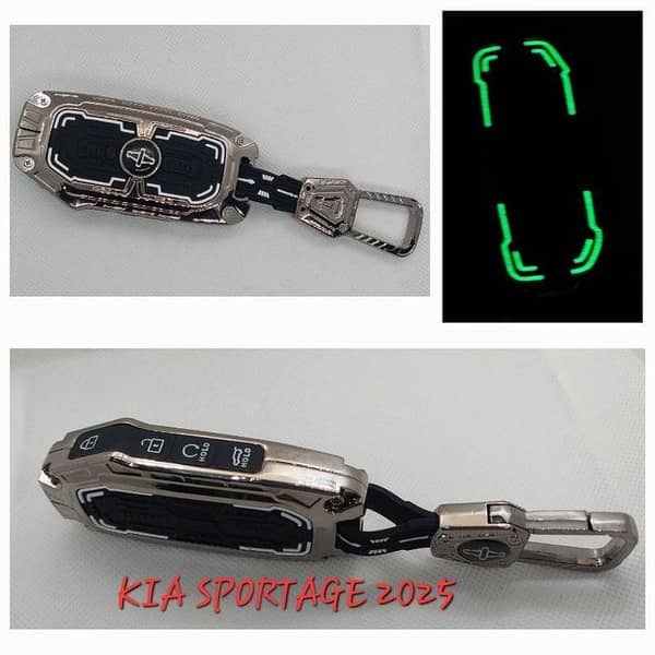 Car Kia Sportage 2025 Transformer Design Metal Key Cover With Silicone Case With Fluorescece Glow Night Effect- Special Edition