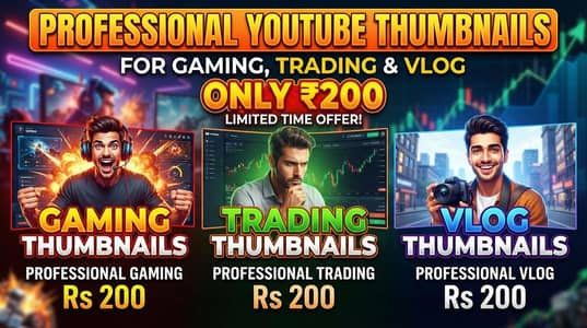 har Tara ka thumbnail jaisa vloging air gaming etc thumbnail in 200rs