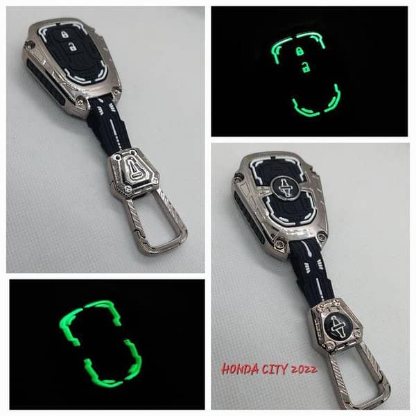 Car Honda City 2022 Transformer Design Metal Key Cover With Silicone Case With Fluorescece Glow Night Effect- Special Edition