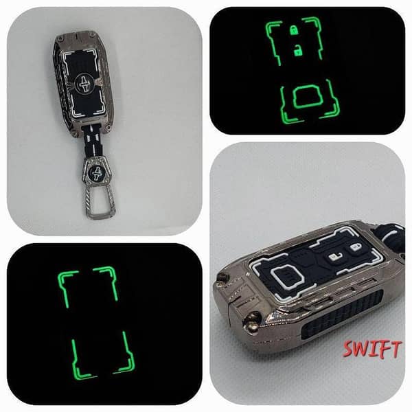 Car Suzuki Swift New Transformer Design Metal Key Cover With Silicone Case With Fluorescece Glow Night Effect- Special Edition