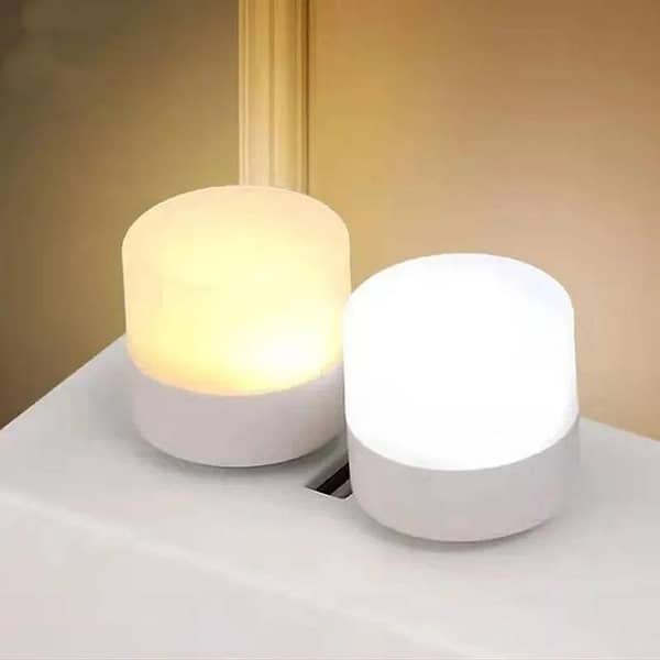 2 Piece USB Lamp Mini LED Night Light Power Bank Charging USB Book Lights Small Round Reading Desk Lamp Bulb