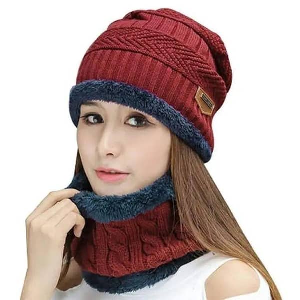 2pc Winter Cap Beanie Hat Cap Neck Warmer Scarf Set Fleece Lined Cap And Scarf Unisex Hat & Scarf Set Stylish Knit Cap For Men Women