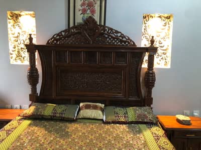 Solid Wooden Bed dressing and Iron stand Few Month used