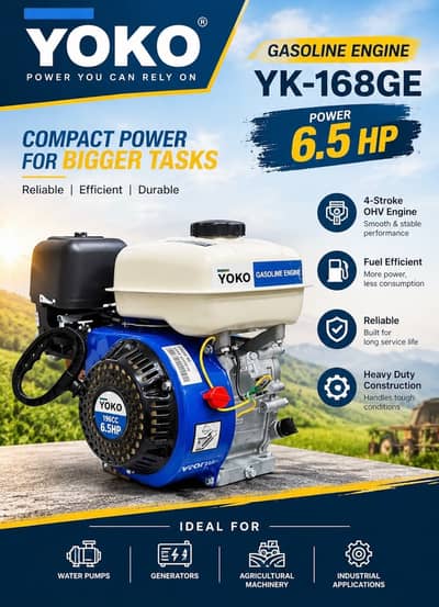 Yoko Gasoline Engine Petrol YK-168GE 6.5 HP