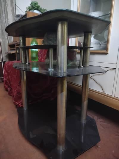 Black Glass 3-Tier Corner Table for Sale