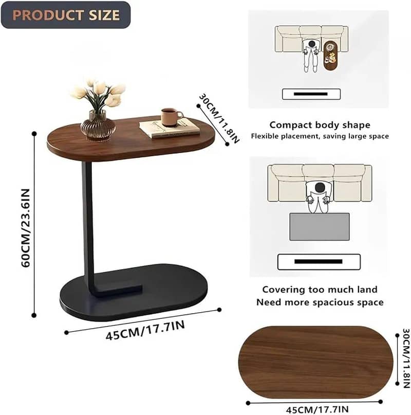 Small Oval Sofa Side Table,C-Shaped Table Price 3