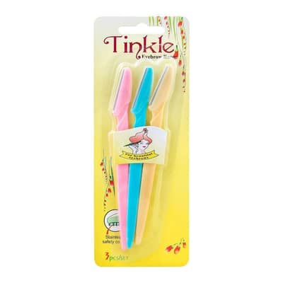 Tinkle 3 Piece Eyebrow Razor Set Stainless Steel