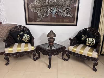 Center Table Set 1+2 Premium Wooden Full Carving Indian