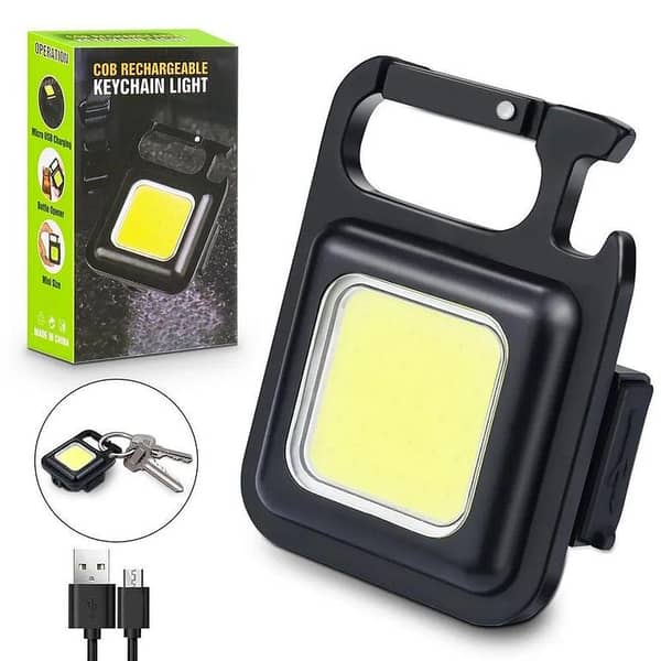 Pocket Flashlight Mini Keychains Work Light New Portable USB LED Rechargeable Outdoor Camping Corkscrew