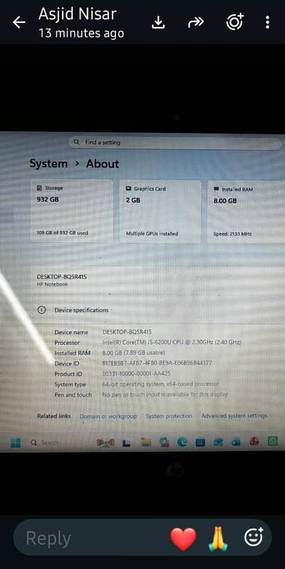 HP Notebook 6 generation laptop