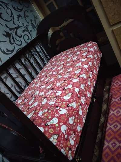 Woden Baby Cot / Baby Cart with Wheels – Used