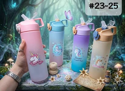 Unicorn straw water bottle