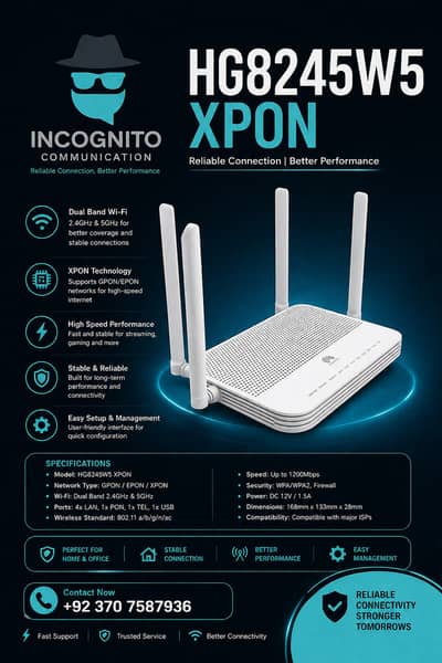 Huawei HG8245W5 XPON ONU Router (Dual-Band 2.4G/5G) for Sale