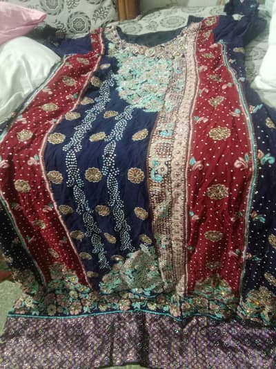 luxury navy blue maron embroidered frawk