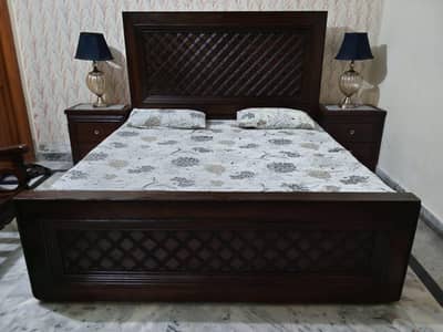 Standard Size Bed in Great Condition With Mattress and Side Tables