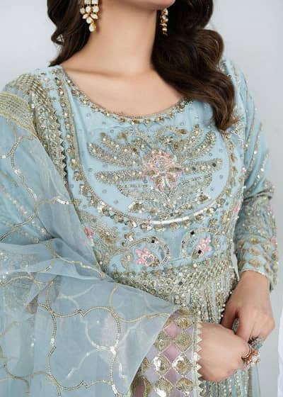 Pista Green Heavy Maxi with Potli Bag - Organza Formal Walima
