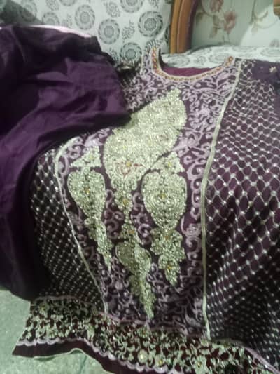 royal purple embroidered party wear suit for women