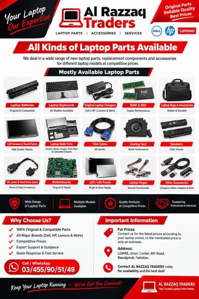 Laptop Parts Motherboard,Keyboard,Battery,Charger,RAM,SSD & LCD Panel