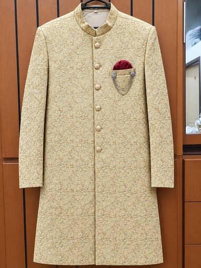 beautiful  golden cream sherwani