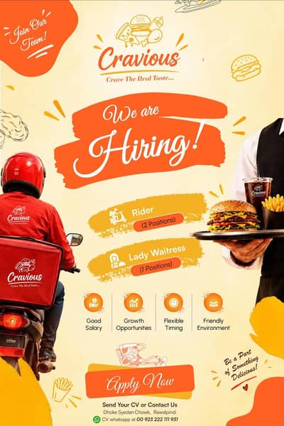 We are hiring Boys and Girls for newly opened Fast Food restaurant