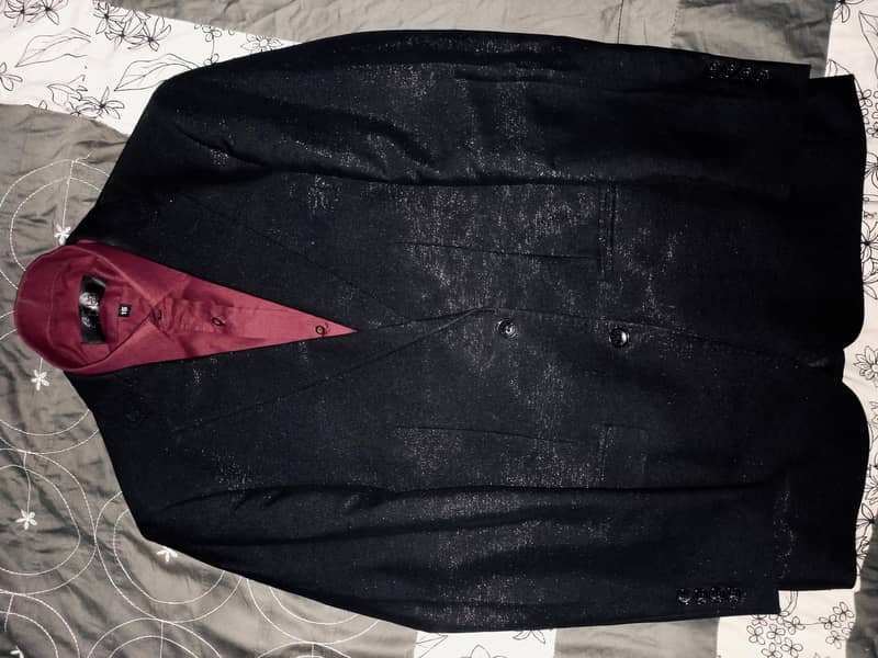 فوکس برانڈ فینسی تھری پیس سوٹ اور پرنس کوٹ (پینٹ سائز 34) 2