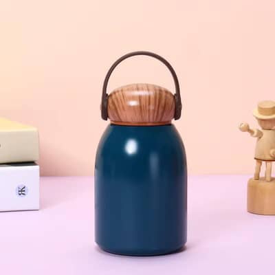 new stylish wood grain lid stainless steel bottle & thermos cup