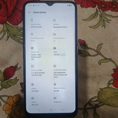 OPPO A5 2020 Ram4 GB 128 condition 10/9 dual SIM PTA panel chang j
