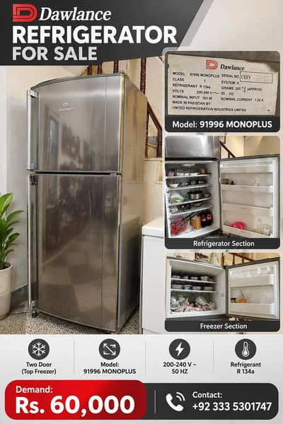Dawlance Refrigerator for Sale – Rs. 60,000