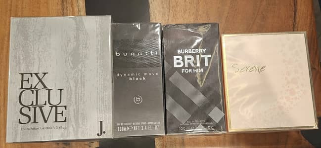 Burberry Brit for Him ,Bugatti Dynamic Move Black,Exclu-Sive,Serene