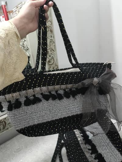 Woven Black and grey bags