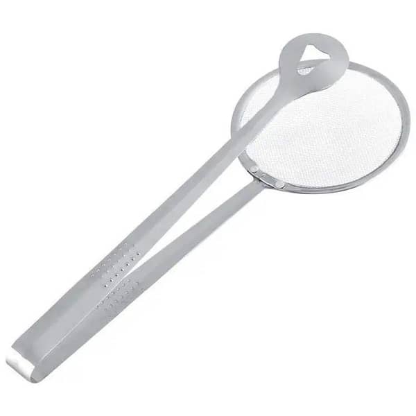 Fry Tool Filter Spoon Strainer With Clip Oil Frying BBQ Filter Stainless Steel Mesh Strainer Kitchen Tool Frying Mesh Colander Quick Strain Stainless Steel Tong Colander BEST HIGH QUALITY