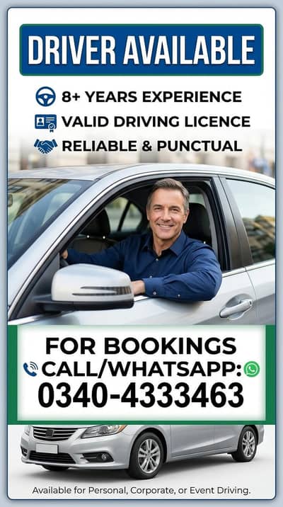 Driver Available in Lahore