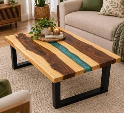 Shesham wood Epoxy center table