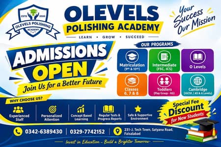 Olevels all Subjects Tutoring available Specialised at D1,D2,D3,D4