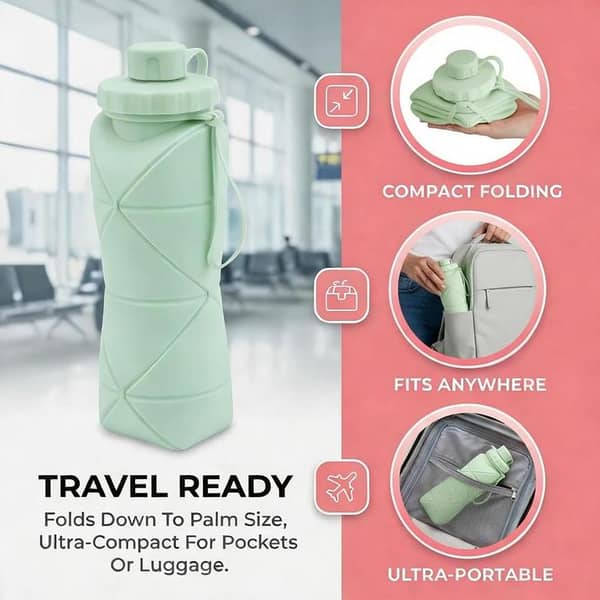 Collapsible Water  Silicone Foldable  Bottles For Travel Easy To Carry Design