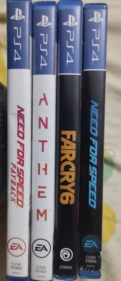 farcry 6, NFS payback, NFS 2015 and anthem PS4 Blu-ray games for sale.