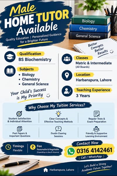 Male Home Tutor Available
