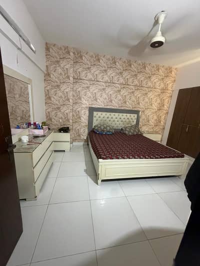 bed with side table