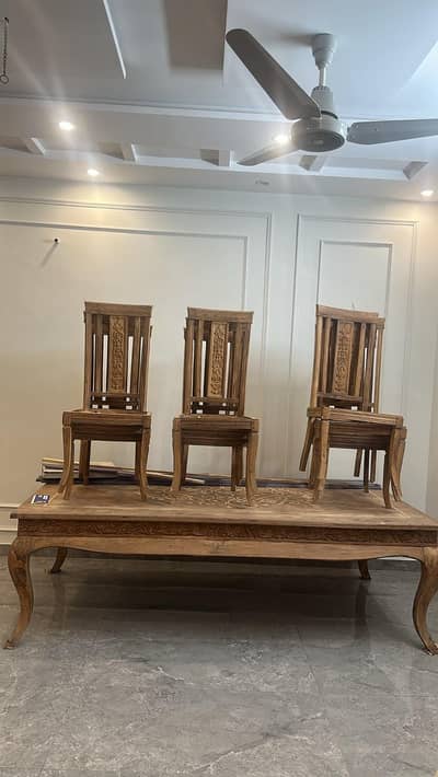 Solid Wood Dining Table with 10 Chairs Structure