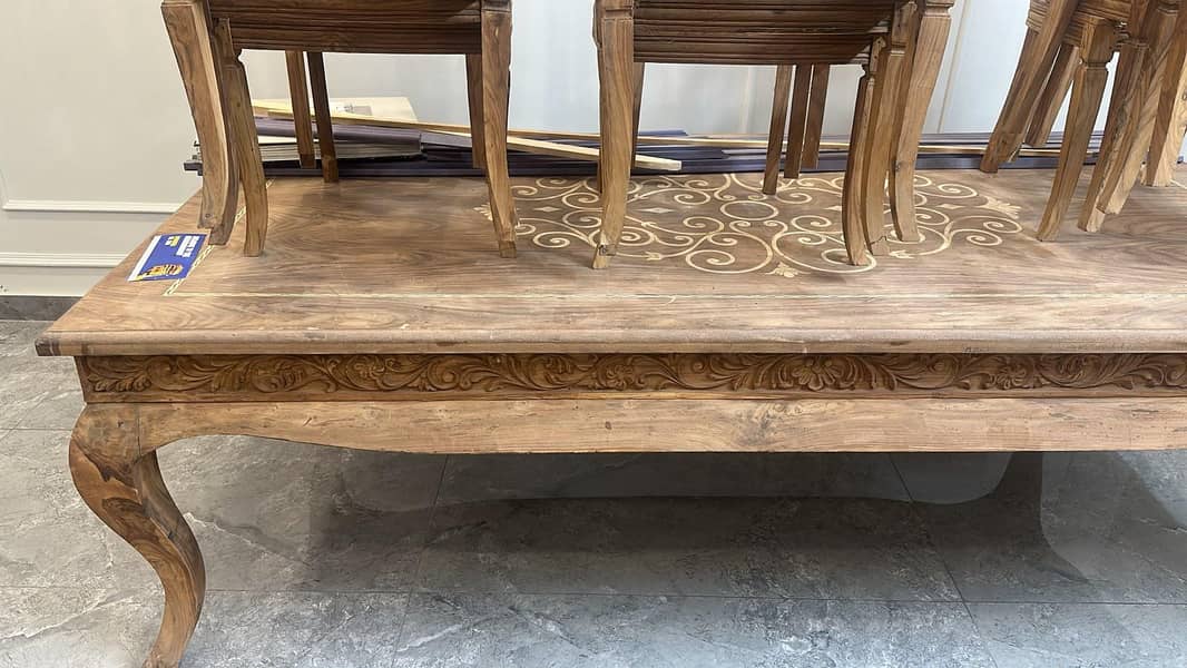Solid Wood Dining Table with 10 Chairs Structure 1