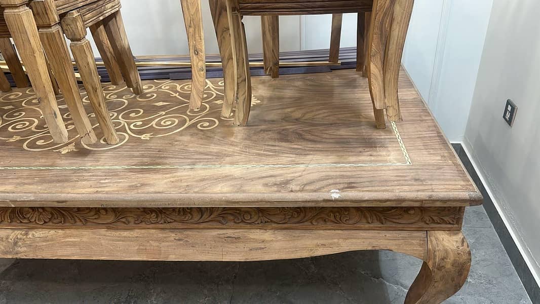 Solid Wood Dining Table with 10 Chairs Structure 3