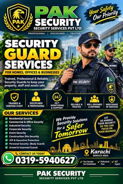 Best Security Guards Services in Karachi 0319-5940-627