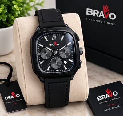 `BRAVO Square Watch All Black For Men New With Box`