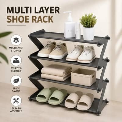 4 Layer Z Shaped Shoe Rack Organizer