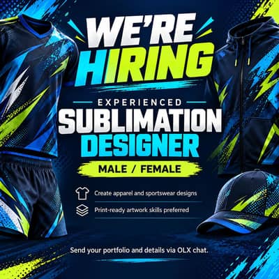 Experienced Sublimation Designer Required (Male/Female)