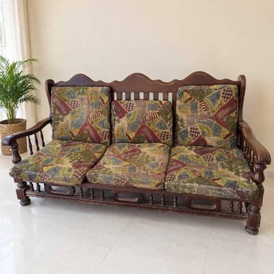 Complete Wooden Sofa Set 3 Seater Sofa Plus 2 Chairs Pure Wood
