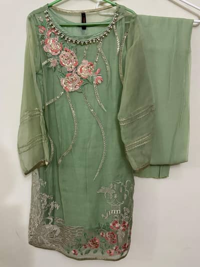 beautiful light green warda shirt and dupatta