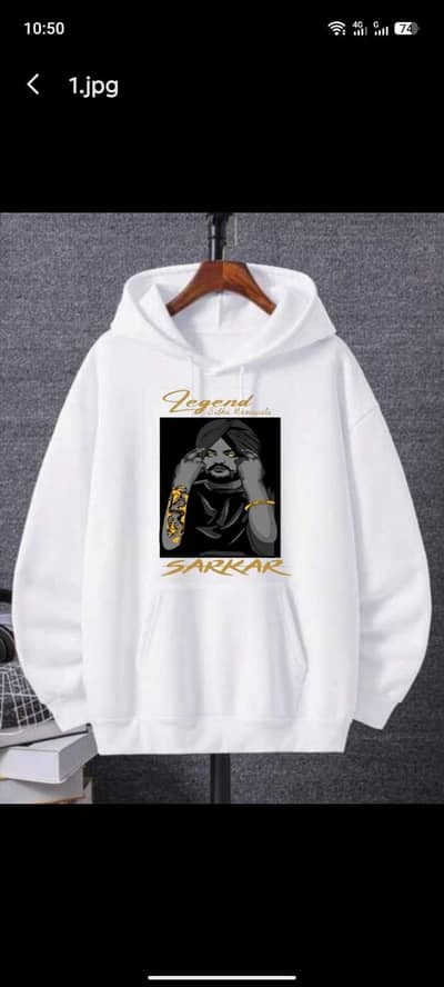 Mans Kangaroo printed white hoodie